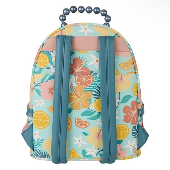 NWT Loungefly Floral Embroidered Citrus Lemon Accent Backpack - Blue - Picture 3 of 7